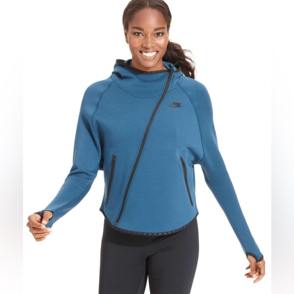Nike Tops - Nike Tech Fleece Butterfly Sweater Asymmetrical XS Blue STAIN